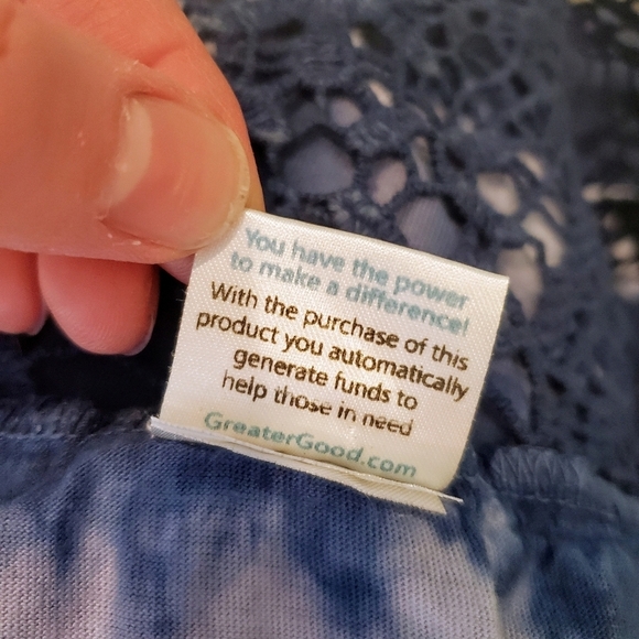 Greater Good Women's Navy Blue and White Tie-Dye Crochet Tank Top Size Large - Picture 8 of 16